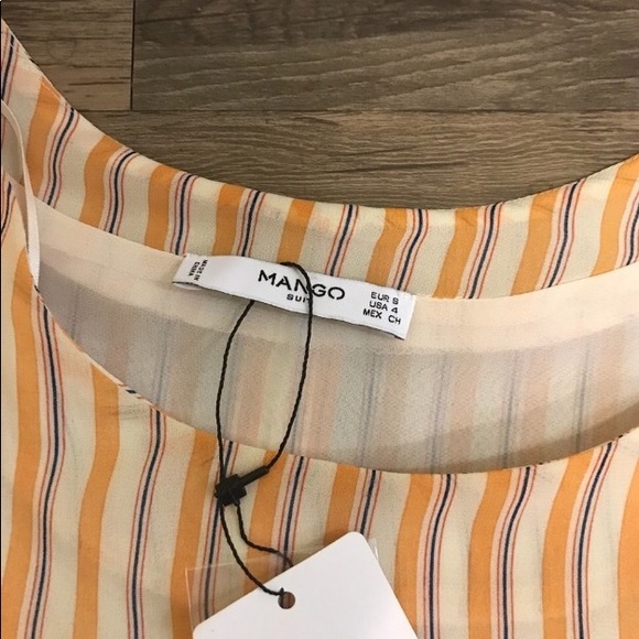 Mango Chiffon striped yellow blouse top NWT - Picture 3 of 8